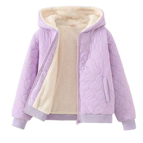 Kogui Jackets for Girls Snow Girls' Lightweight Puffer Jacket Hooded Water Resistant Winter Coat 5T 6T (Purple,5-6 Years)