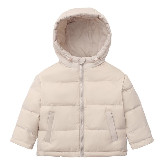 Kogui Jackets for Teen Girls Girls Winter Puffer Lightweight Coat Thick Padded Soft Fleece Jacket with Hood 5T 6T (White,5-6 Years)
