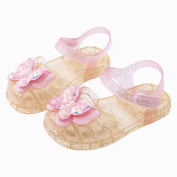 Kogui Jelly Shoes Toddler Toddler Girls Jelly Sandals Soft Rubber Sole Closed Toe Summer Shoes Mary Jane Dress Princess Flat Size 11.5 (Gold,Little Kids 11.5)