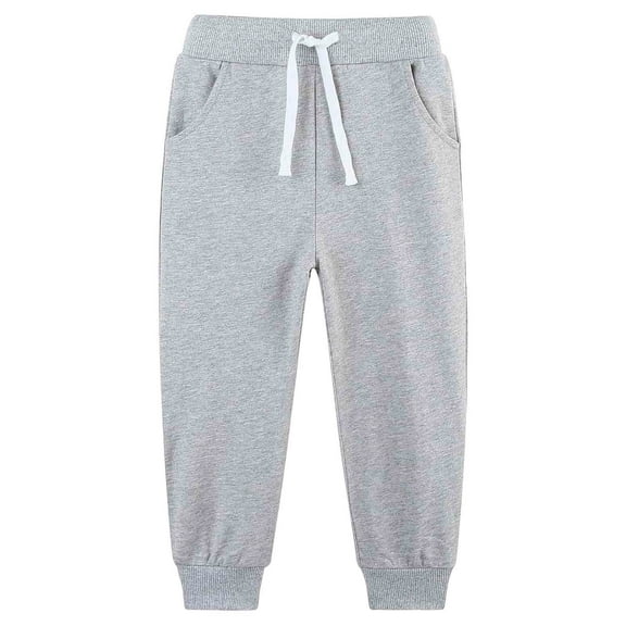 Kogui Joggers Pants for Boys Athletic Boys Cargo Joggers Pants Kids Elastic Waist Trousers 5T 6T (Light Gray,5-6 Years)