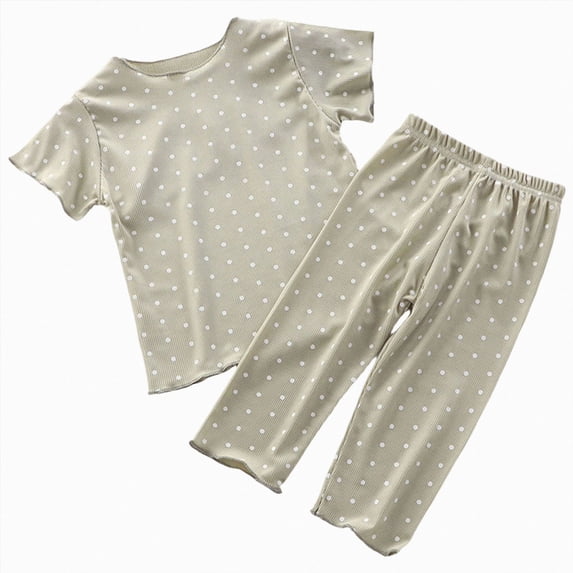 Kogui Kid Girl Pjs Sets Pajama Sets for Girls Kids Pjs Summer Short Sleeve Sleepwear 5T 6T (Light Green,5-6 Years)