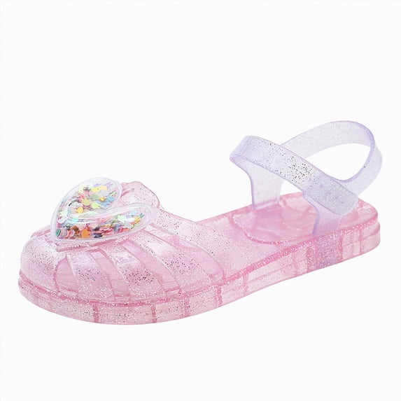 Kogui Kid Jelly Sandals Girls' Jelly Shoes Children's Fishermen Sandals Princess Birthday Tween Glitter Sandals Size 1.5 (Red,Big Kids 1.5)