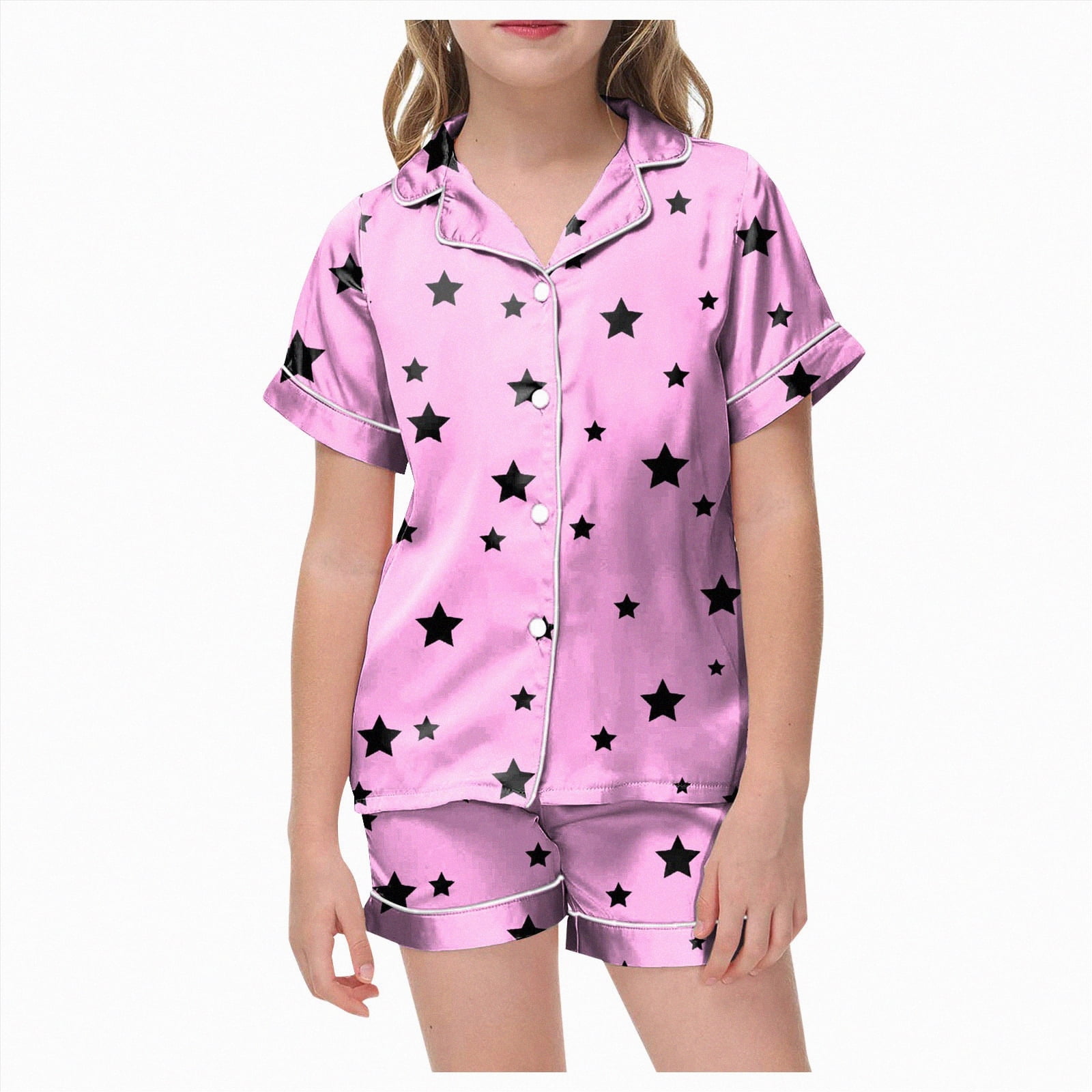 Kogui Kid Pajamas Girls Pajamas for Girls Button Short Sleeve Printed ...
