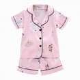 thumbnail image 1 of Kogui Kid Pajamas Toddler Girl Satin Pajamas Cute Button-Down Pjs Two Piece Silk Short Pajama Nightgowns 2T 3T (Pink,2-3 Years), 1 of 8