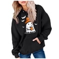thumbnail image 1 of Kogui Kids Classic Cut Hooded Pullover For Girls, Trendy Halloween Printed Pattern, Daily All-match Holiday Tops (Black, 10-11 Years), 1 of 6