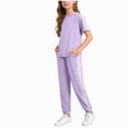 thumbnail image 1 of Kogui Kids Clothes Girls Summer Kids Girl Clothes Floral Print Ruffle Sleeveless Tank and Wide Leg Pant 2 Piece Outfit Set Size 8-9 (Purple,8-9 Years), 1 of 6