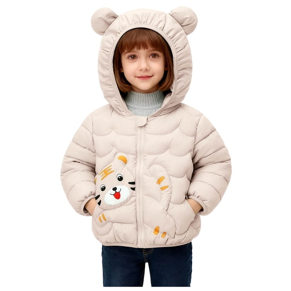 Kogui Kids Coats Baby Girls Boys Winter Warm Jacket Hooded Snowsuit Windproof Coat Outerwear Soft Hoodies 2T 3T (Beige,2-3 Years)