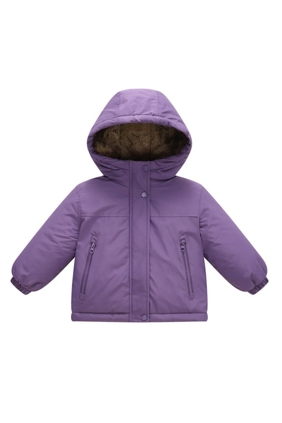 Kids Coats Kids Boy's Waterproof Puffer Jacket Warm Fleece Lined Down Coat Thick Hooded Winter Coat 5T 6T (Purple,5-6 Years)