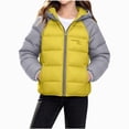 thumbnail image 1 of Kogui Kids Colorblock Puffer Jacket Hooded Zip-Up Warm Winter Coat with Raglan Sleeves Boys Girls 3T 4T (Yellow,3-4 Years), 1 of 8