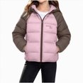 thumbnail image 1 of Kogui Kids Colorblock Puffer Jacket Hooded Zip-Up Warm Winter Coat with Raglan Sleeves Boys Girls Size 9-10 (Pink,9-10 Years), 1 of 8