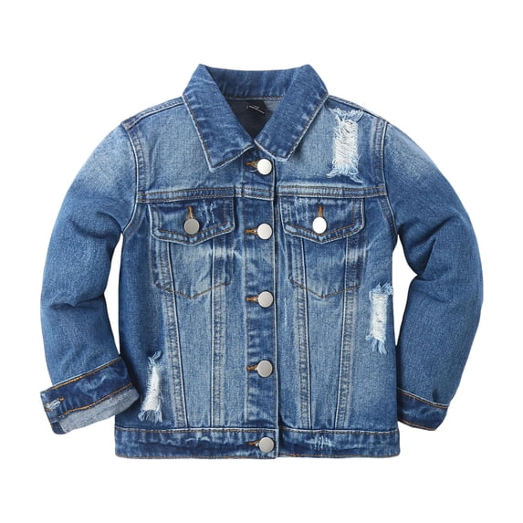 Kogui Kids Denim Jacket Girls Basic Jean Jacket Kids Casual Denim Coat Classic OutwearSize 6T 7T (Blue,6-7 Years)