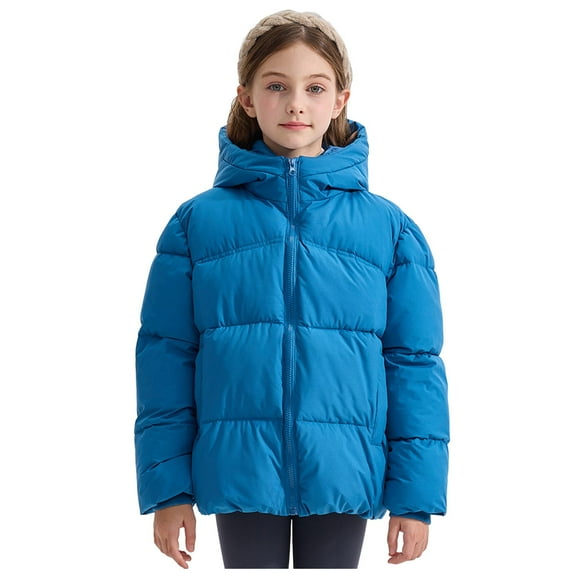 Kogui Kids Down Jacket Baby Boys Girls Down Jacket Toddler Winter Warm Puffer Down Coat Cotton Hooded Fur Snowsuit Size 3T 4T (Blue,3-4 Years)