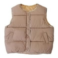 thumbnail image 1 of Kogui Kids Down Jackets Vest Girls Puffer Vest Stand Collar Sleeveless Warm Jacket Cute Outerwear with Pockets Size 7-8 (Khaki,7-8 Years), 1 of 9