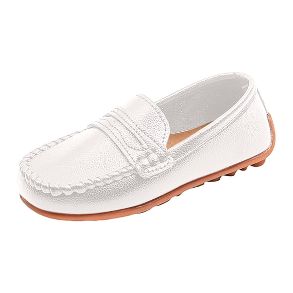 Kogui Kids Dress Shoes Boys Girls Dress Shoes,Oxford Loafers Formal School Shoes for Toddler Little Big Kids Size 8 (White,Toddler 8)