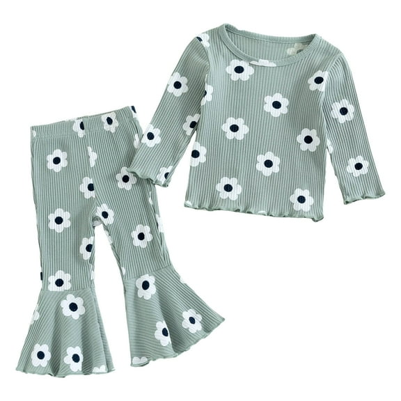 Kogui Kids Fall Outfits Girls Girls Clothes Toddler Outfits - Little Kids Shirts & Leggings Winter Fashion Clothing Sets, Cute Birthday Gifts Size 0 9 Months (Green,0-9 Months)