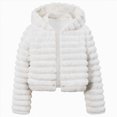 thumbnail image 1 of Kogui Kids Faux Fur Jacket Ribbed Plush Open-Front Warm Winter Coat Girls Outerwear 7T 8T (White,7-8 Years), 1 of 9