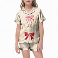 thumbnail image 1 of Kogui Kids Girls Pajamas Set Little Pajamas for Girls Short Sets Kids Sleepwear Toddler Pjs Summer Clothes Shirt 2T 3T (Beige,2-3 Years), 1 of 4