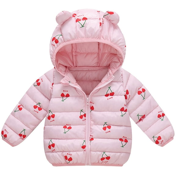 Kogui Kids Girls Winter Coat Infant Baby Coats Down Alternative Winter Warm Hoodie Jacket Coats Cute Light Puffer Jacket Snow Rain or Cold Weather 3T 4T (Pink,3-4 Years)