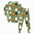 thumbnail image 1 of Kogui Kids Halloween Pajamas Long Sleeve Cute Print Stretch 2-Piece Sleepwear Set Pjs 6T 7T (Green,6-7 Years), 1 of 9