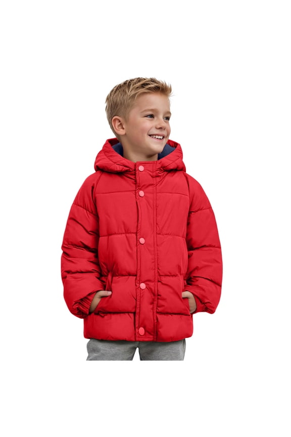 Kids Jacket Boys Girls Puffer Jacket Kids Winter Coat Water Resistant Warm Colorblock Quilted Bubble Puffy Jackets Coats Size 7-8 (Red,7-8 Years)