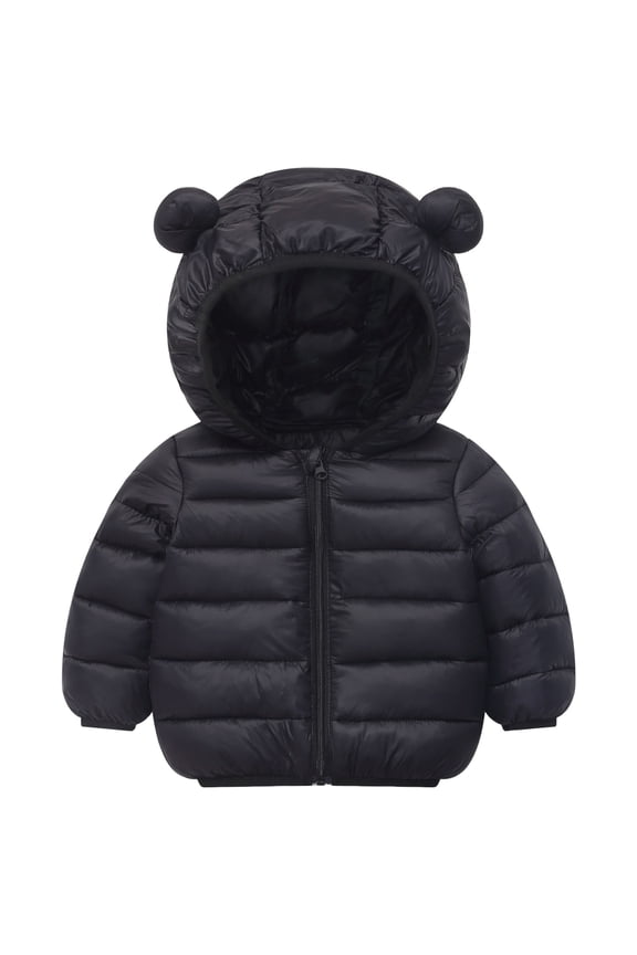 Kids Jacket Infant Winter Down Jacket with Hooded Warm Toddler Outer Clothing Winter 18 24 Months (Black,18-24 Months)