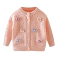 thumbnail image 1 of Kogui Kids Long Sleeve Cardigan Girls Little Girl Knit Cardigan Sweater - Toddler Button Down School Uniforms Cardigan Size 1T 2T (Pink,1-2 Years), 1 of 3