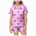 thumbnail image 1 of Kogui Kids Pajamas Set Girls' Pajama Set - 2 Piece Silky Soft Satin Button Down Sleep Shirt and Pajama Shorts Size 10-11 (Pink,10-11 Years), 1 of 5