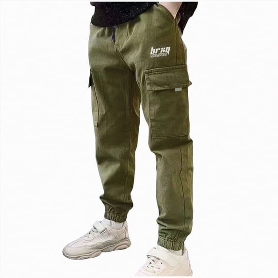 Kogui Kids Pants Boys Boys Chino Pants School Uniform Stretch Straight Fit Flat Front & Comfortable Waistband Youth Trousers Size 7-8 (Green,7-8 Years)
