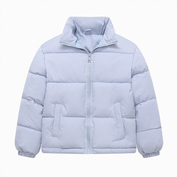 Kogui Kids Puffer Jacket Stand Collar Zip-Up Warm Winter Coat Lightweight Outerwear for Boys Girls Size 11-12 (Blue,11-12 Years)