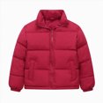 thumbnail image 1 of Kogui Kids Puffer Jacket Stand Collar Zip-Up Warm Winter Coat Lightweight Outerwear for Boys Girls Size 11-12 (Red,11-12 Years), 1 of 9