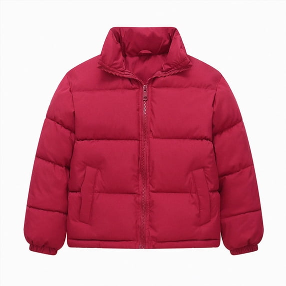 Kogui Kids Puffer Jacket Stand Collar Zip-Up Warm Winter Coat Lightweight Outerwear for Boys Girls Size 11-12 (Red,11-12 Years)