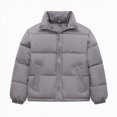 thumbnail image 1 of Kogui Kids Puffer Jacket Stand Collar Zip-Up Warm Winter Coat Lightweight Outerwear for Boys Girls Size 9-10 (Grey,9-10 Years), 1 of 9