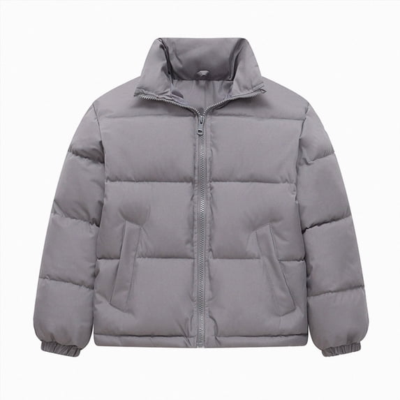 Kogui Kids Puffer Jacket Stand Collar Zip-Up Warm Winter Coat Lightweight Outerwear for Boys Girls Size 9-10 (Grey,9-10 Years)
