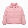 thumbnail image 1 of Kogui Kids Puffer Jacket Stand Collar Zip-Up Warm Winter Coat Lightweight Outerwear for Boys Girls Size 9-10 (Pink,9-10 Years), 1 of 9