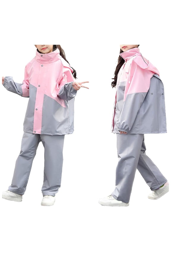 Kids Rain Suit Kids Rain Gear Boys Girls Youth Waterproof Rain Suit Breathable Reflective Raincoat and Pants (Pink,XL)