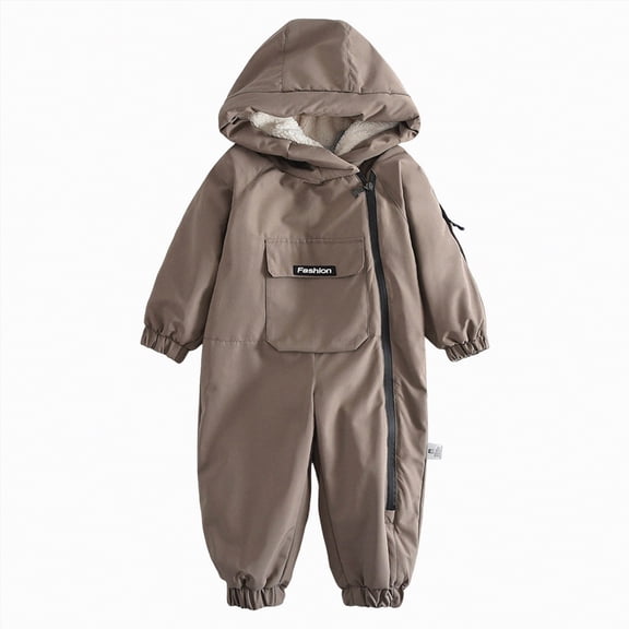 Kogui Kids Snowsuits Girls Boys One Piece Snowsuit Kids Hooded Waterproof Insulated Ski Suit Coveralls 5T 6T (Brown,5-6 Years)