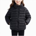 thumbnail image 1 of Kogui Kids Stand-Collar Puffer Jacket Hoodless Zip-Up Lightweight Winter Coat Ages 12M-8Y 3T 4T (Black,3-4 Years), 1 of 7