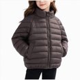 thumbnail image 1 of Kogui Kids Stand-Collar Puffer Jacket Hoodless Zip-Up Lightweight Winter Coat Ages 12M-8Y 3T 4T (Coffee,3-4 Years), 1 of 7