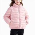 thumbnail image 1 of Kogui Kids Stand-Collar Puffer Jacket Hoodless Zip-Up Lightweight Winter Coat Ages 12M-8Y 5T 6T (Pink,5-6 Years), 1 of 7