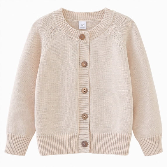 Kogui Kids Sweaters Girls Girls Cardigan Long Sleeve Chunky Cable Knit Cardigan for Girls Button Front Uniform School Sweater Size 7-8 (Beige,7-8 Years)