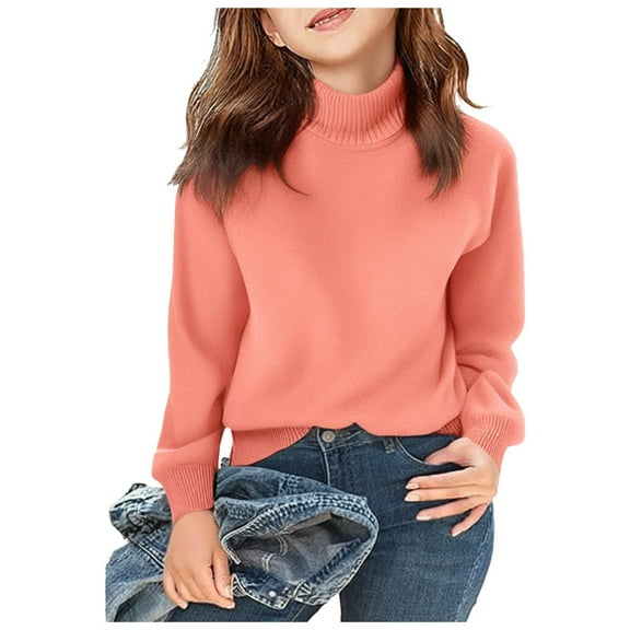 Kogui Kids Sweaters Girls Girls Sweaters Cute Crewneck Long Sleeve Pullover Sweater Tops Size 8-9 Years (Orange,8-9 Years)