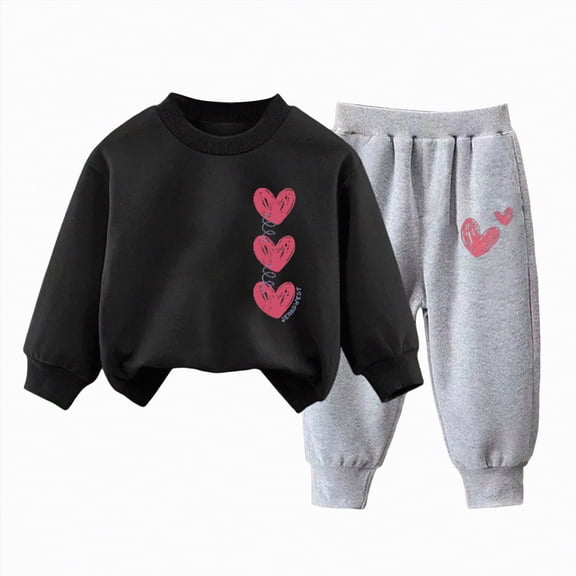Kogui Kids Sweatsuit Toddler Baby Boy Fall outfit Boy Letter Embroidery Sweatshirt Top Elastic Pants Set Cute 2pcs Winter Clothes 5T 6T (Q,5-6 Years)