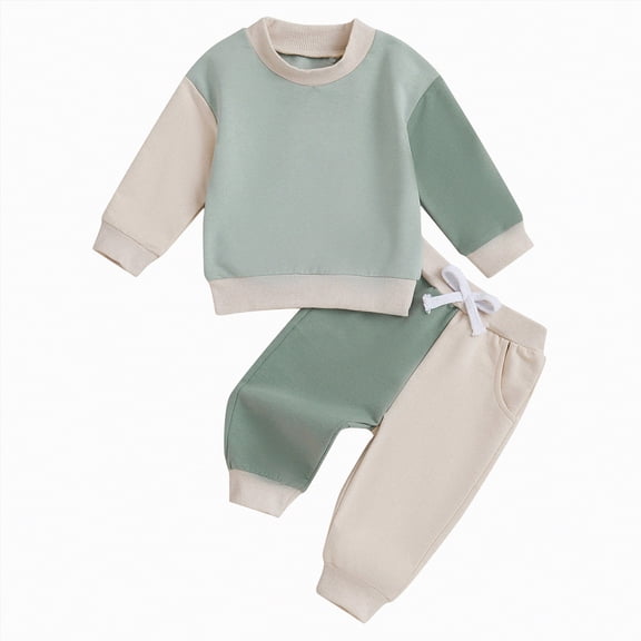 Kogui Kids Sweatsuit Toddler Boy Clothes Outfit Sweatshirt   Pants Set 3 6 9 12 24 Months 2T 3T 4T (Light Green,12-18 Months)