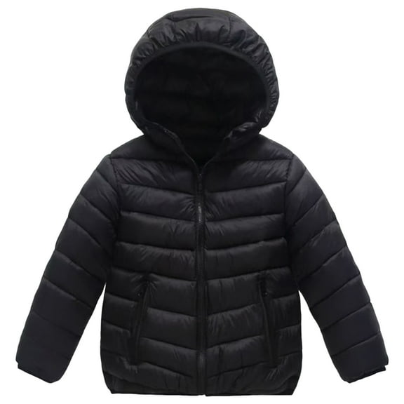 Kogui Kids Warm Puffer Jacket Kids Boy's Winter Coat Fleece Lined Waterproof Jacket Puffy Coat Thick Hooded Down Outdoor Coats Size 8-9 (Black,8-9 Years)