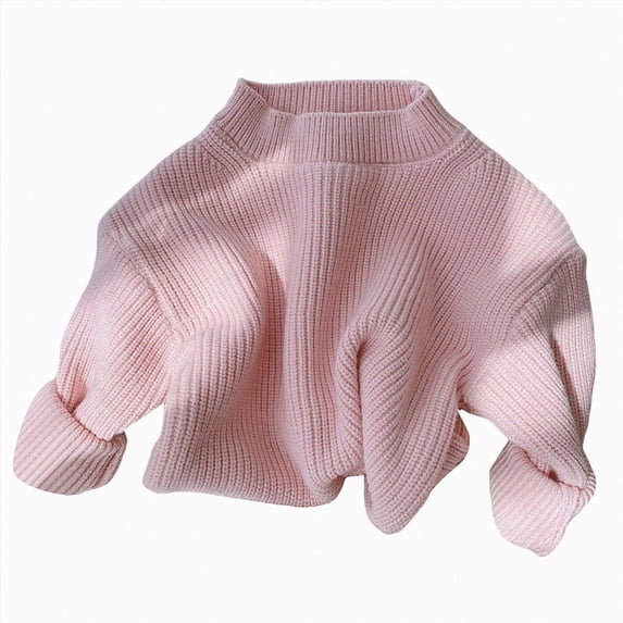 Kogui Knit Top for Kids Baby Knit Sweater Crewneck Long Sleeve Pullover Sweatshirt Infant Girl Boy Fall Winter Clothes 5T 6T (Pink,5-6 Years)