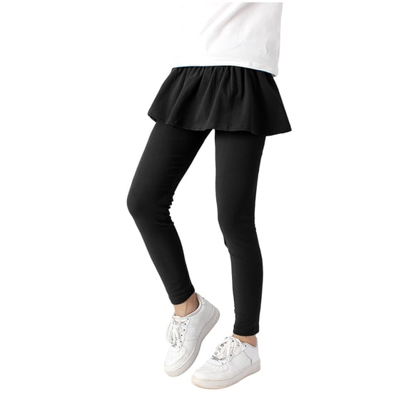 Kogui Leggings Girls Baby Toddler and Little Girls Ruffles Buttocks Leggings Solid Color Pants Size 4T 5T (Black,4-5 Years)