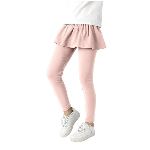 Kogui Leggings Girls Girls School Uniform Pants Leggings with Skirts Stretch Warm Legging Size 8-9 (Pink,8-9 Years)
