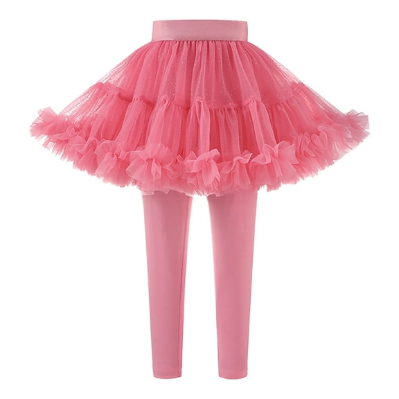 Kogui Leggings with Skirt Toddler Girls School Uniform Pants Leggings with Skirts Stretchy Ruffle Tutu Pant Size 1T 2T (Watermelon Red,1-2 Years)