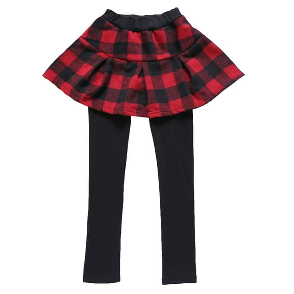 Kogui Leggings with Skirts Girls Girls School Uniform Pants Warm Stretchy Athletic Leggings with Skirt Size 7-8 (Red,7-8 Years)