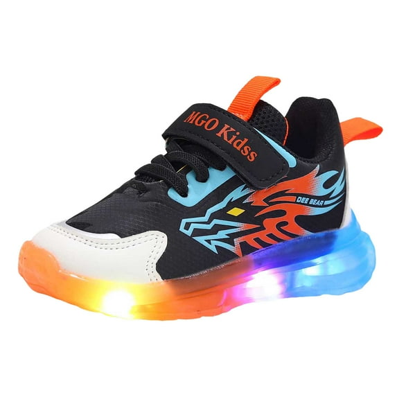 Kogui Light Up Shoes Toddler Kids Casual Adjustable Strap Shoes Boys SneakersSize 13 (Orange,Little Kids 13)